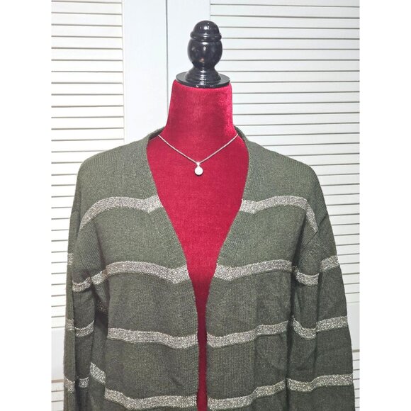 Pietronilla Women Wool Blend Metallic Accent Striped Longline Cardigan Sz S 2880 - Picture 3 of 12